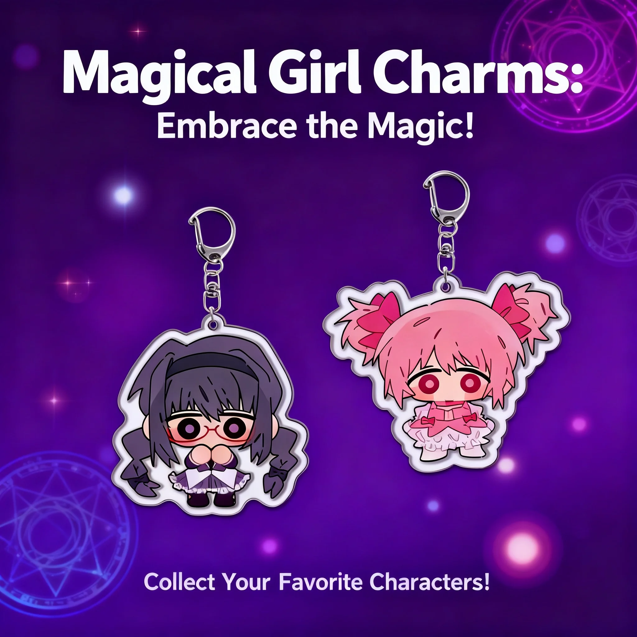 

Magic Girl Madoka Acrylic Keychain Madoka Kaname Homura Akemi Cute Backpack Pendant Anime Cosplay Accessories for Fans