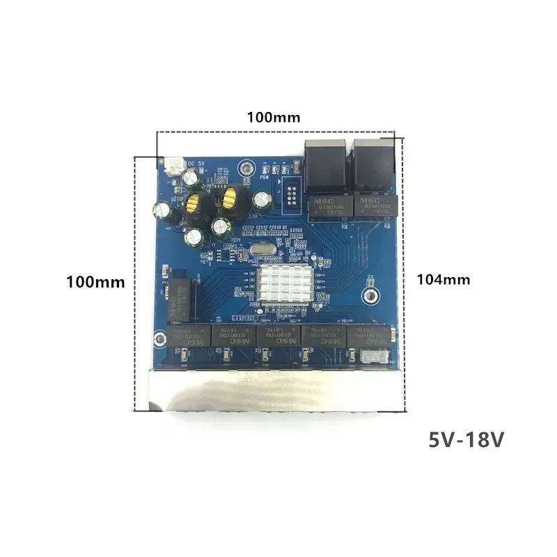 Modul sakelar Ethernet industri 5/6/8 port tidak dapat dikelola 10/100/1000mbps papan PCBA port sensor otomatis OEM