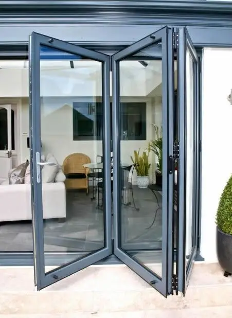 

High Quality Transparent and Heat Insulating Folding Door UV Resistant Fold Up Door Factory Wholesale Price Durable Bifold Doors