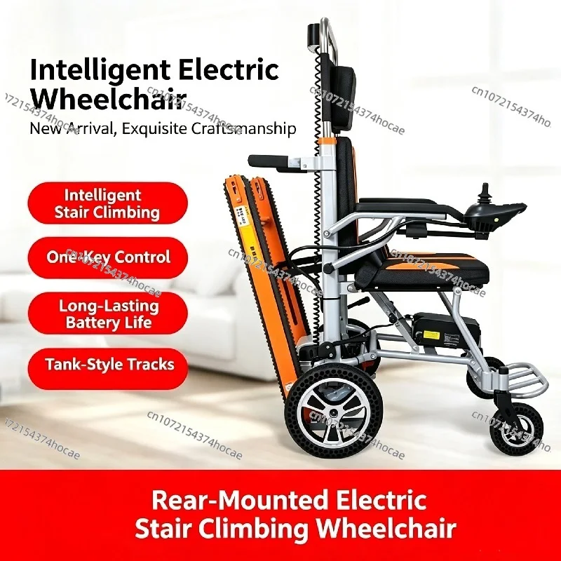 15A Electric Tracked Stair Climbing Wheelchair, Foldable Stairlift for Elderly & Disabled