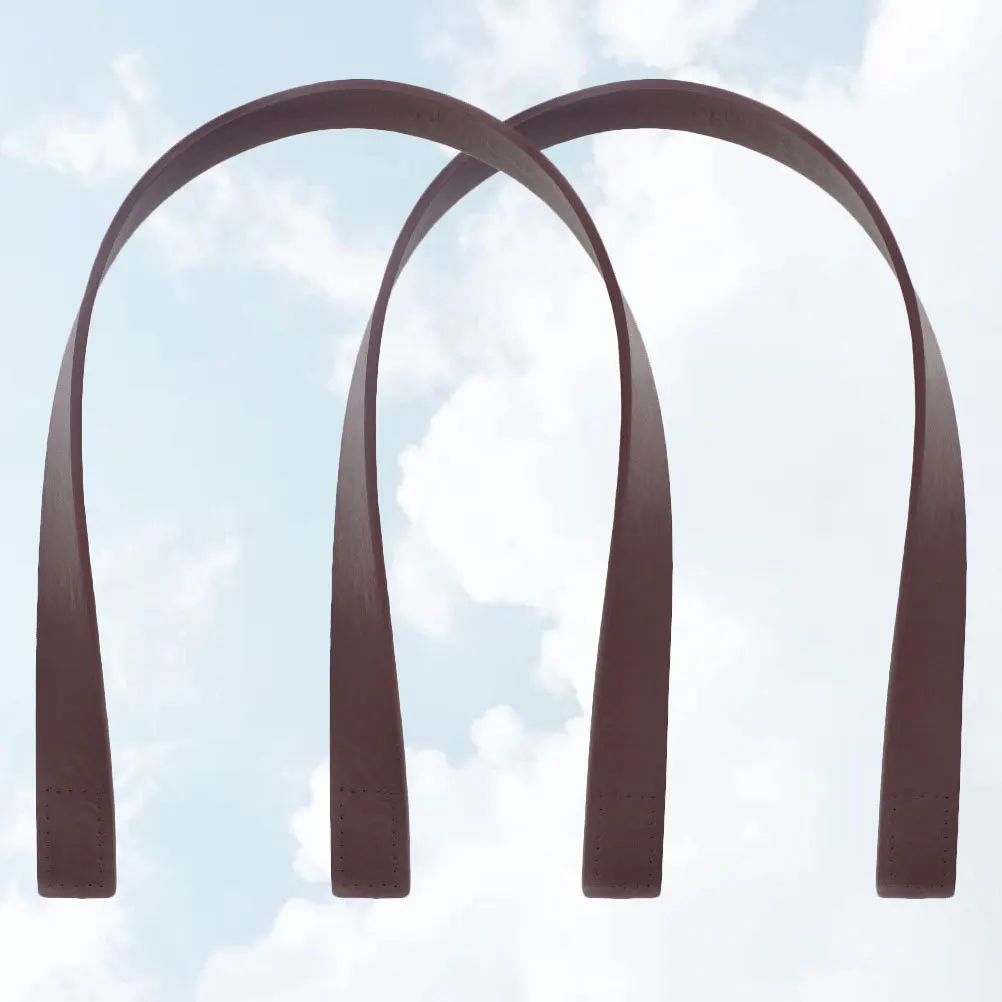 

2pcs Pu Bag Strap For Tote Handbag Replacement Handle Classic Design Adjustable Wrist Strap Bag Accessory Coffee