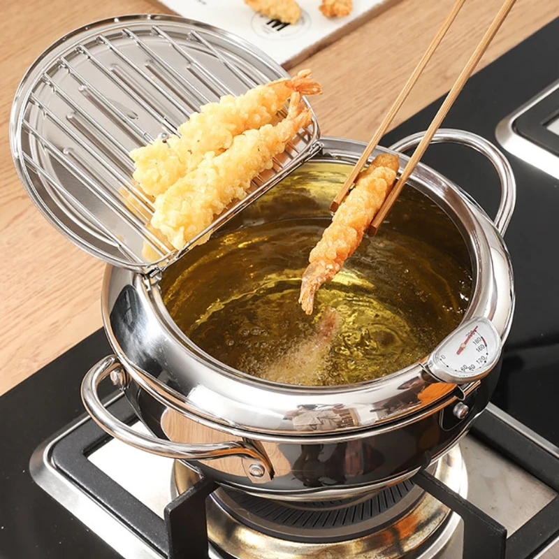 

20cm Tempura Fryer Household Small Fryer Oil-Saving Pot Mini Special Temperature-controlled Deep Frying Oil Small Pot