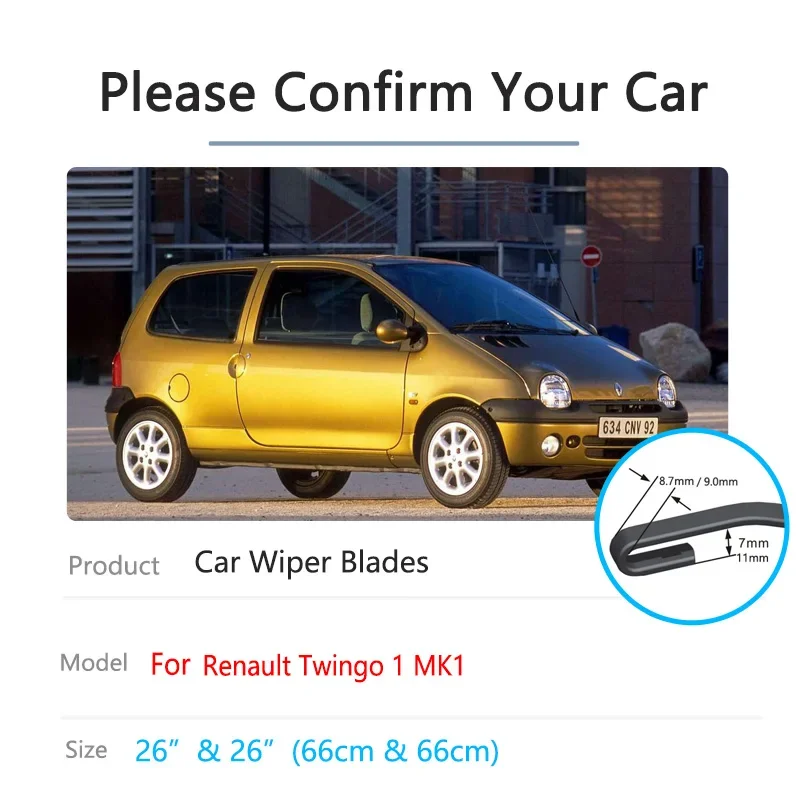 For Renault Twingo 1 MK1 1992~2007 Car Front Wiper Blades Cleaning Windscreen Windshield Car Accessories Windows 1993 1994 1995