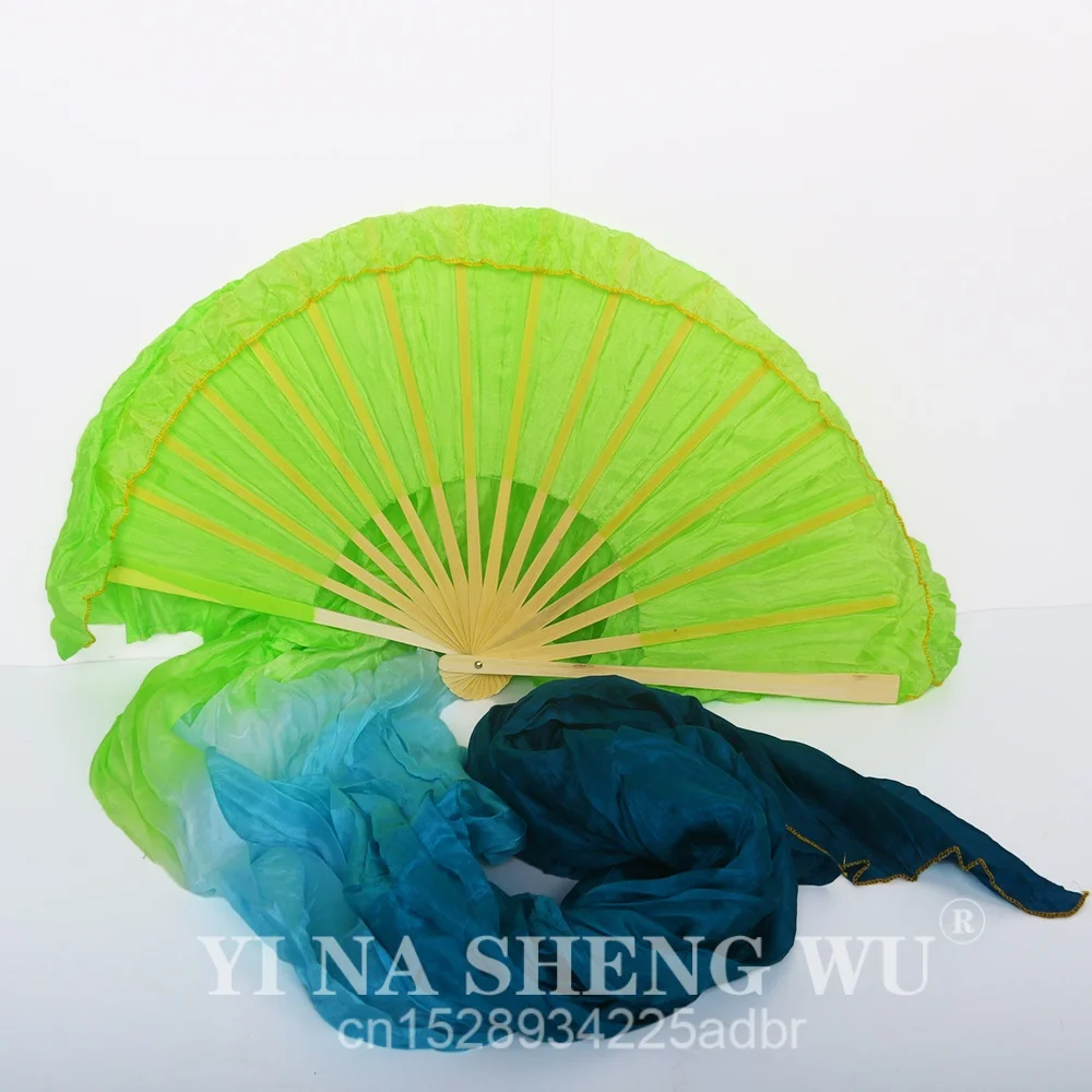 Hurtowe barwione wachlarze z jedwabiu naturalnego 100% do tańca brzucha, wachlarze jedwabne o długości 180 cm do występów scenicznych, 1 sztuka lub 1 para