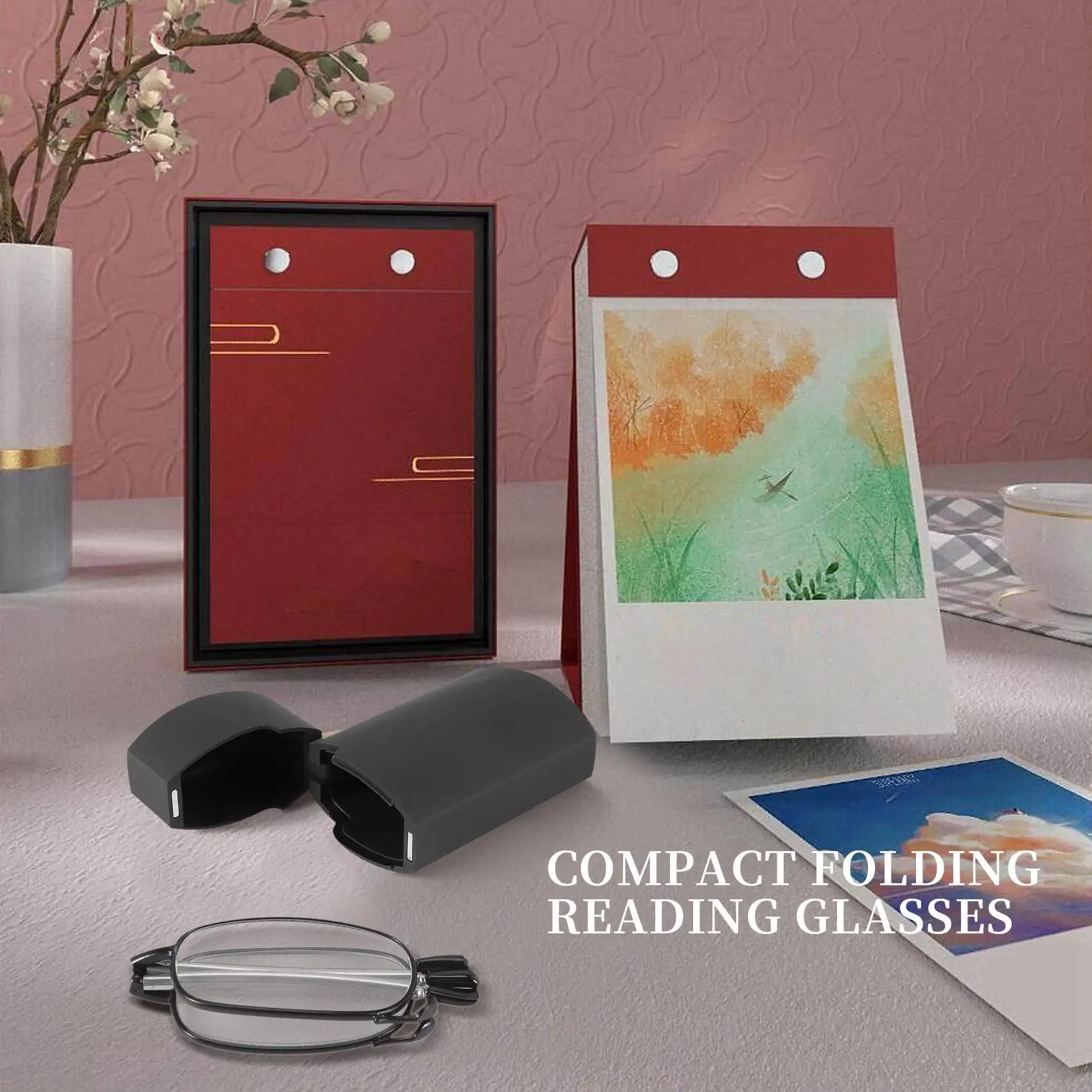 Portátil quente 1 pares de óculos de leitura dobráveis compactos com mini flip top maleta para moda masculina e feminina rotação eyeg