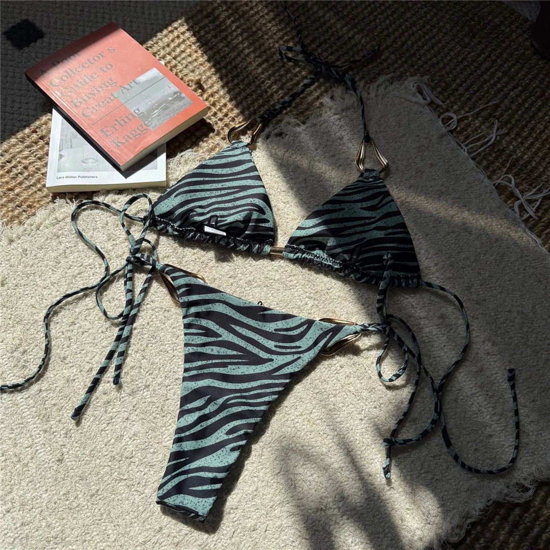 Zebra-Muster, Neckholder-Bikini, Damen-Badebekleidung, zweiteiliges Bikini-Set, Damen-Badeanzug, mit Trägern, gepolstert, Badeanzug, Badebekleidung, Modell V6621. – Detail 21