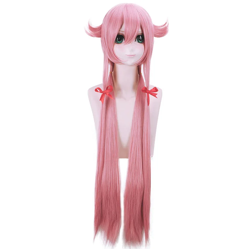 Parrucca cosplay sintetica lunga diritta rosa 100 cm fibra resistente al calore festa in costume gioco di ruolo capelli anime