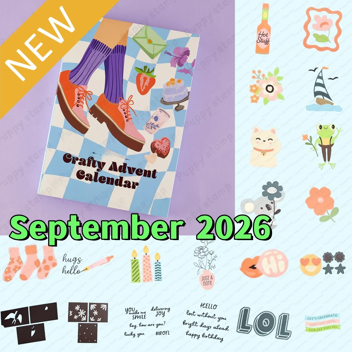 2026 New Crafty Advent Calendar Flower Metal Cutting Dies Clear Stamps Stencil For DIY Making Card Scrapbook Paper September