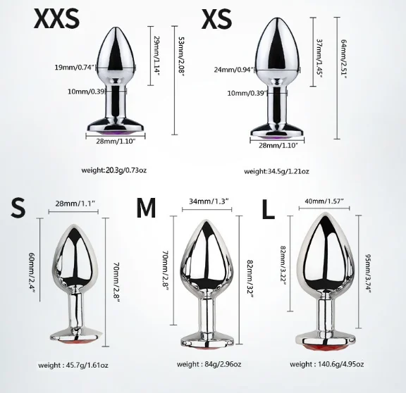 Plug Anal de aço inoxidável para adultos, Crystal Anal Plug, Estimulador, Brinquedos Sexuais, Lubrificante Sexual, Massageador Anal, Dildo, 5 tamanhos