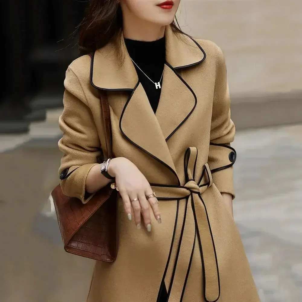 Loose Clothing Over Women\'s Blazers Long Female Coats and Jackets Black Jacket Dress Solid Overcoat New in Trench Coat Outerwear