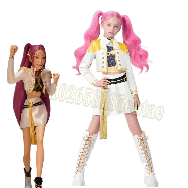 Mira Rumi Zoe Hunters Kids Girls Cosplay Costume Top Coat Skirt Shorts Accessories Halloween Demon Suit Uniform Clothes Outfits