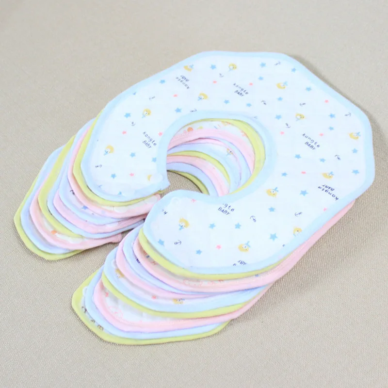 

Baby Bib Cotton Round Edge Octagon Waterproof Saliva Towel Cartoon Printing Button Baby Products 10pc/lot