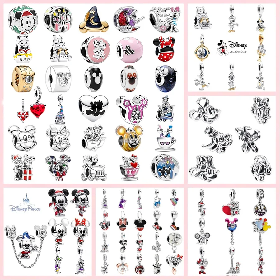 

Hot Sale 925 Silver Mickey&Minnie Series Charms Beads,Fit Original European Bracelets,DIY Jewelry For Fans' Holiday Gifts