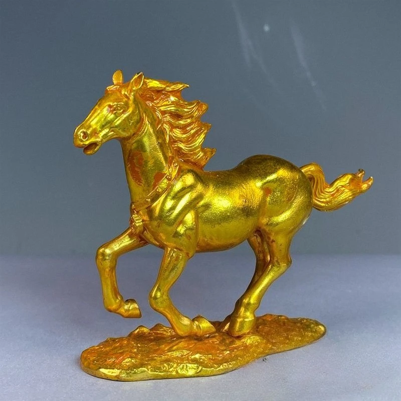 Antique Animal Golden Horse Animal Sculpture Desktop Decoration Crafts Statue Animal Figures Home Decoration Figurine