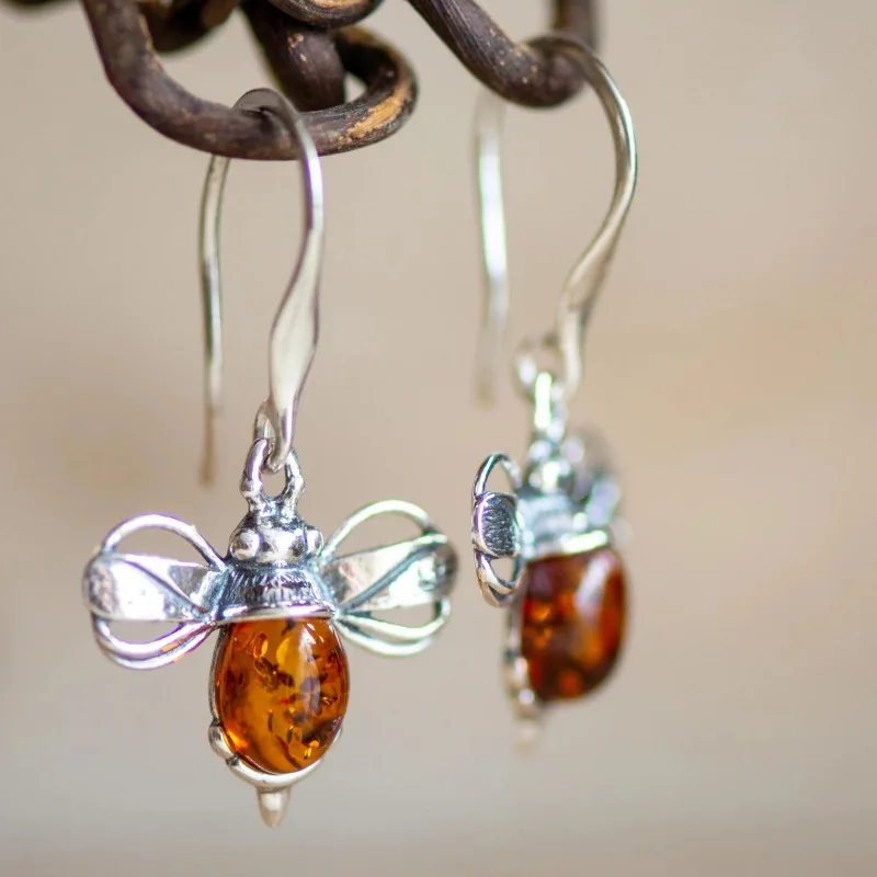 Women's Silvery Color Firefly Shape Pendant Earrings Bohemian Creative Animal Themed Drop Hook Earrings Exquisite Jewelry