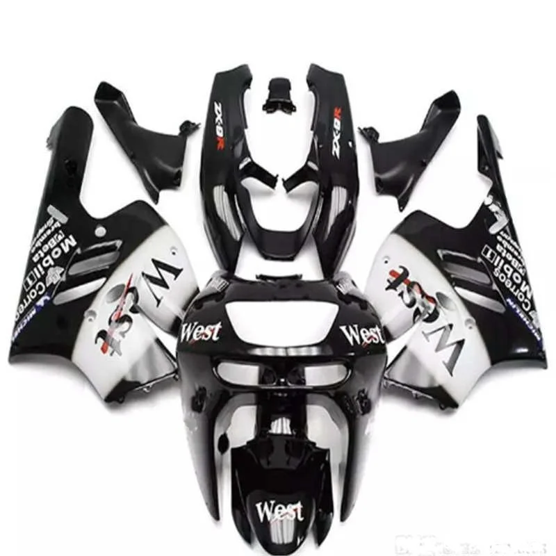 ABS Plastic fairing WEST for ZX9R 1994 1995 1996 1997 white black ZX 9R 94 95 96 97 motorcycle Fairing 1994-1997