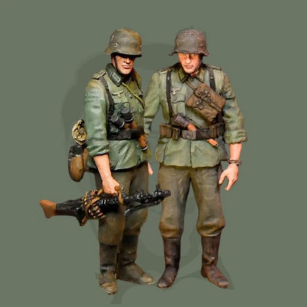 Figurine en résine 1/35, Kit de modèle assemblé, Mini Statue militaire, mitrailleuse, 2 personnes, jouet Miniature non assemblé et non peint, N862