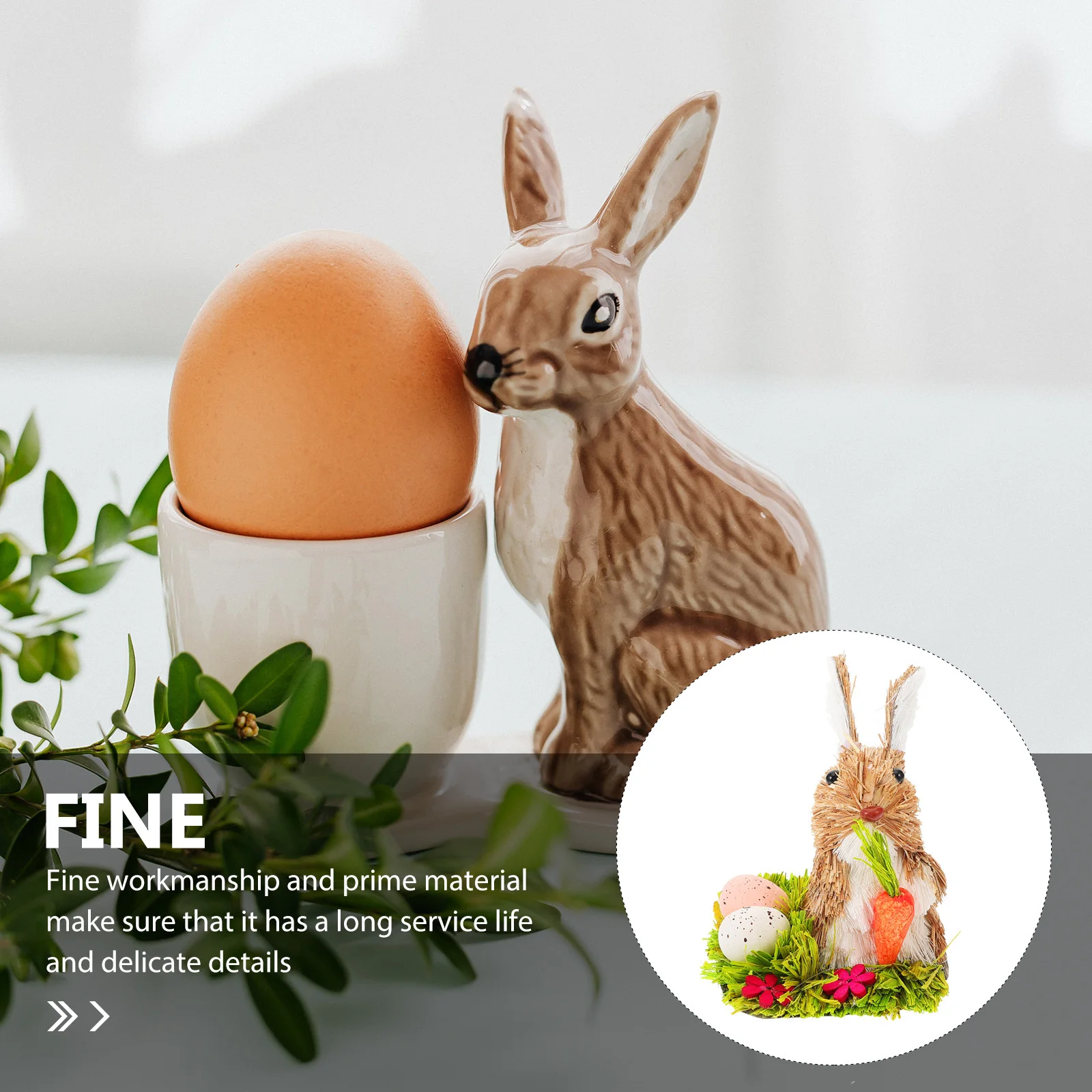 

Easter Bunny Ornament Handcrafted Straw Rabbit Decor for Desktop Landscape Charming Festival Display