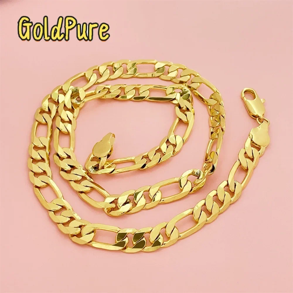 

Goldpure Luxury 24K 9999 Pure Gold real gold 10MM boss necklace men's and women's universal geometric necklace