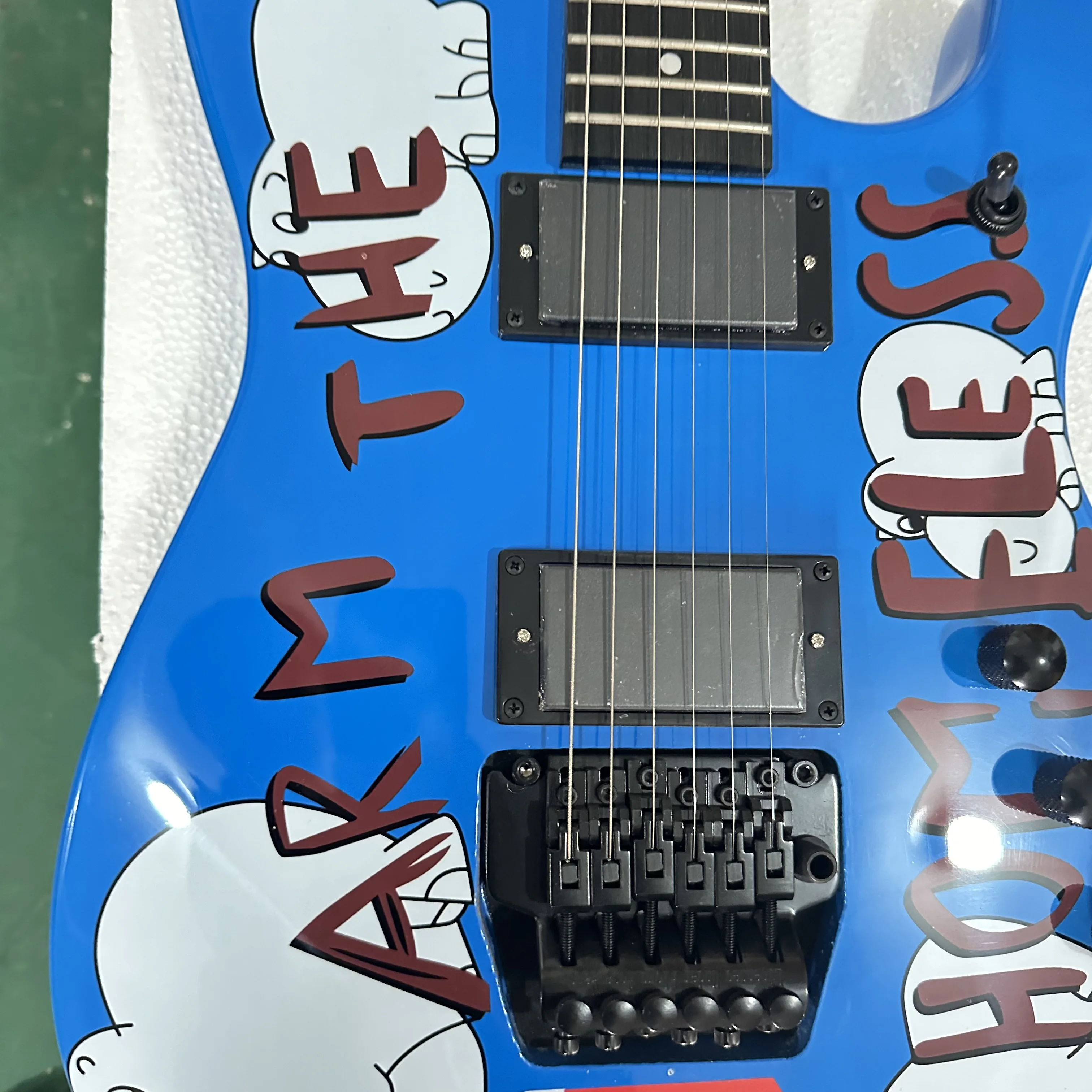 Electric Guitar Graphic Bright Blue Floyd Rose Tremolo US Warehouse Alder Body Rosewood Fretboard Christmas Gift Free Shipping