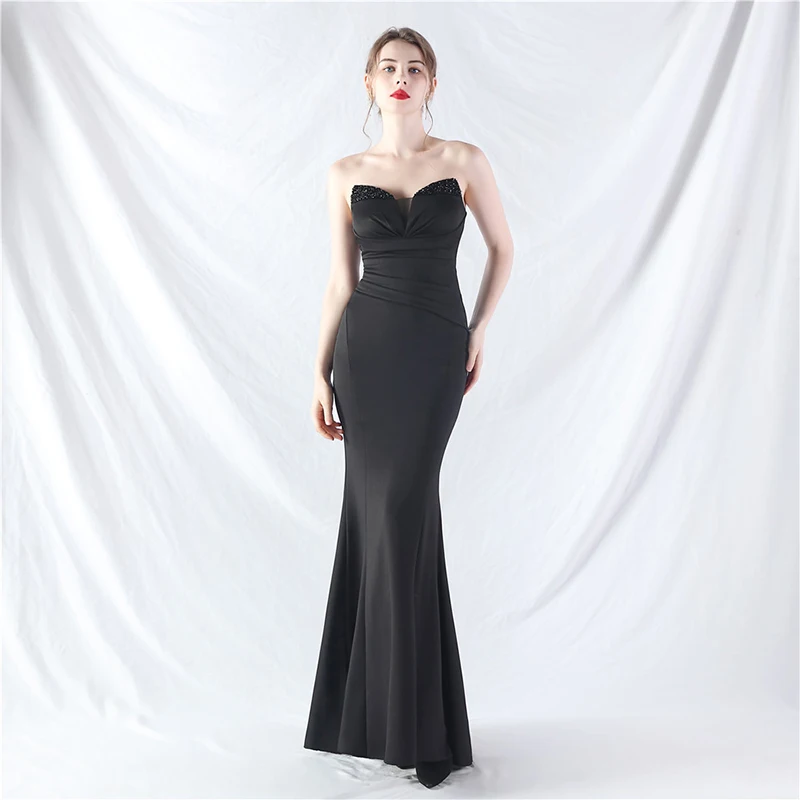 Robe De soirée longue pour femmes, Sexy, élégante, sans bretelles, dos nu, pour occasions formelles, Cocktail, bal