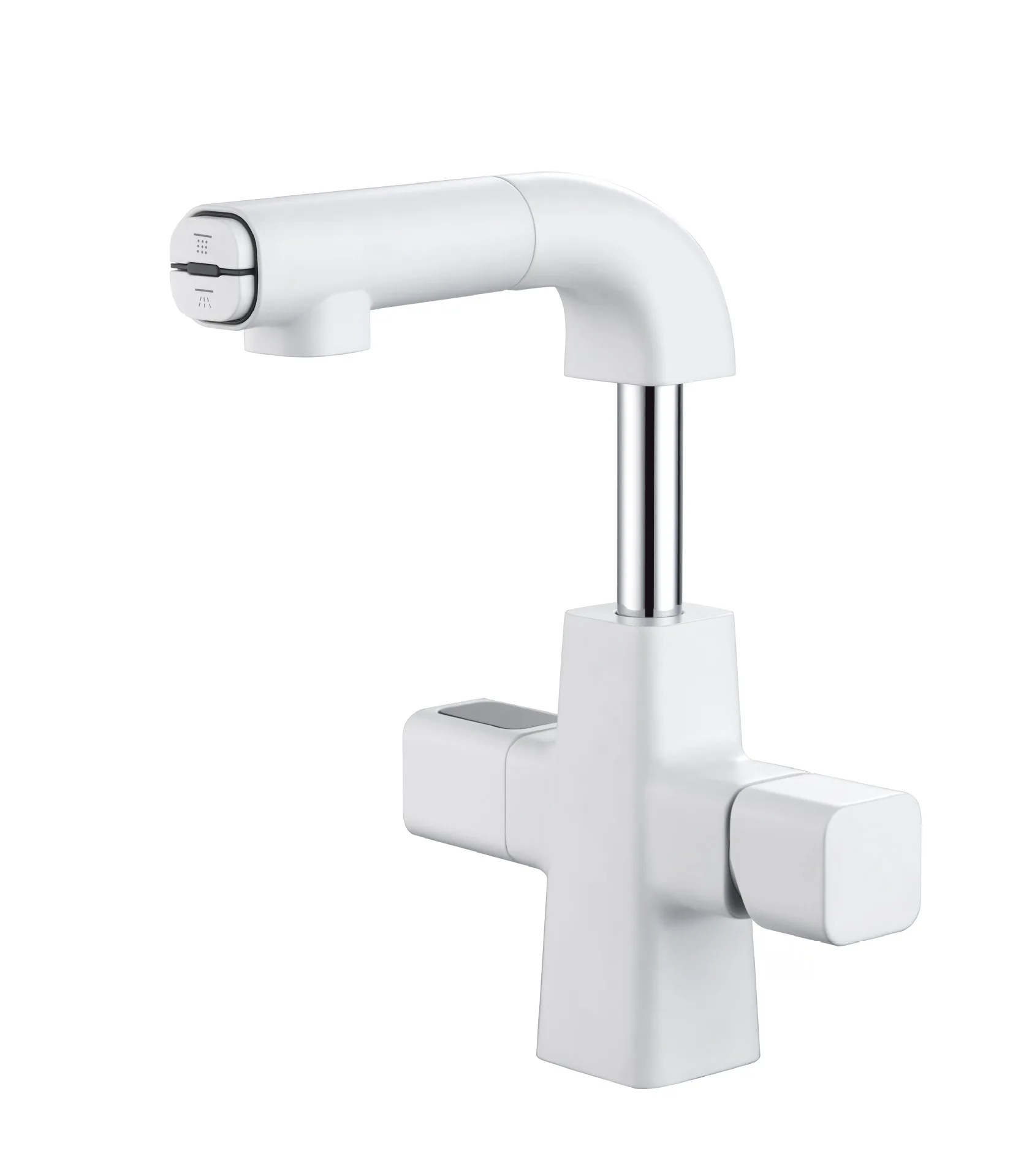 

White, pull-out, lift, basin, digital display, faucet, washbasin.
