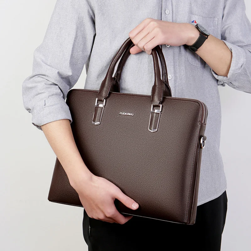 Nowa luksusowa bydlęca prawdziwa skóra męska teczka biznesowa duża pojemność męska torba na ramię mężczyzn Messenger Tote komputer s
