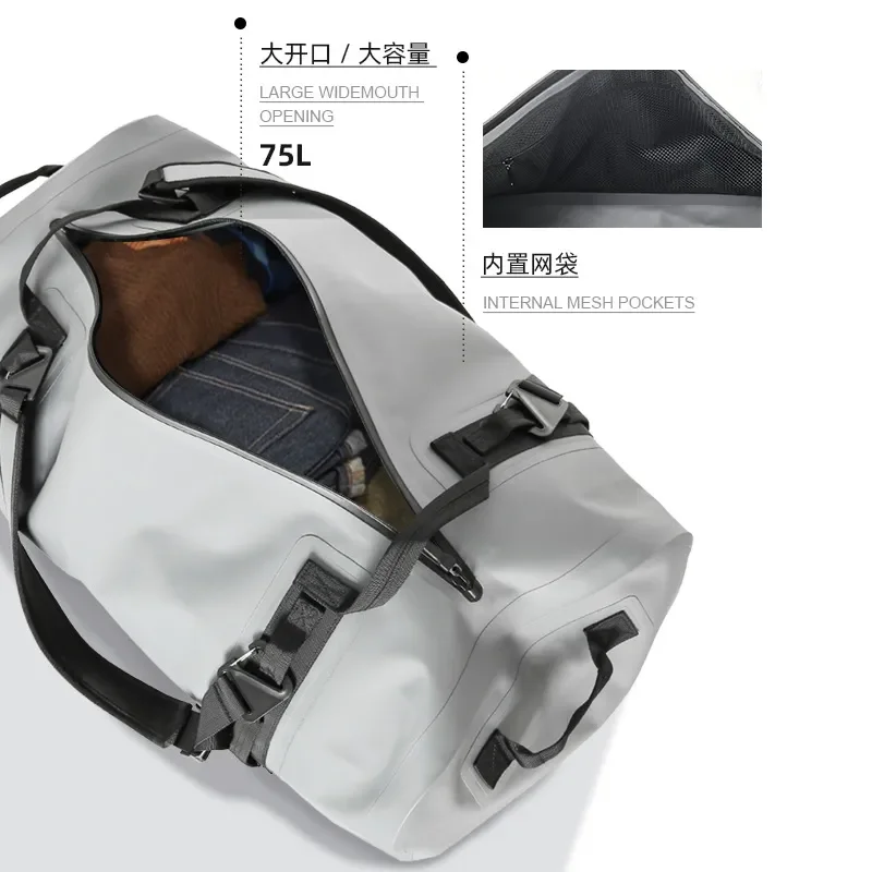 Large Capacity Waterproof TPU Dry Bag Outdoor Portable Shoulder Zipper Luggage for Mountaineering Diving Travel Storage Sack