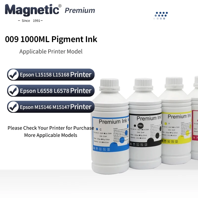 

009 Pigment Ink Compatible For Epson L6490 L15158 L15168 L6558 L6578 M15146 M15147 L15150 L15160 Commercial inkjet Printer Ink