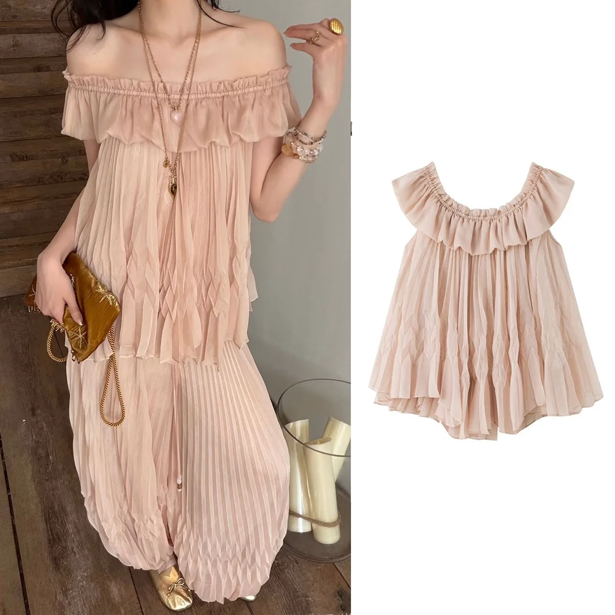 Nova Blusa Feminina Vena 26 de Verão, Estilo Casual Solto, Chiffon Plissado de Um Ombro, Caimento Solto e Descontraído, Moda ...