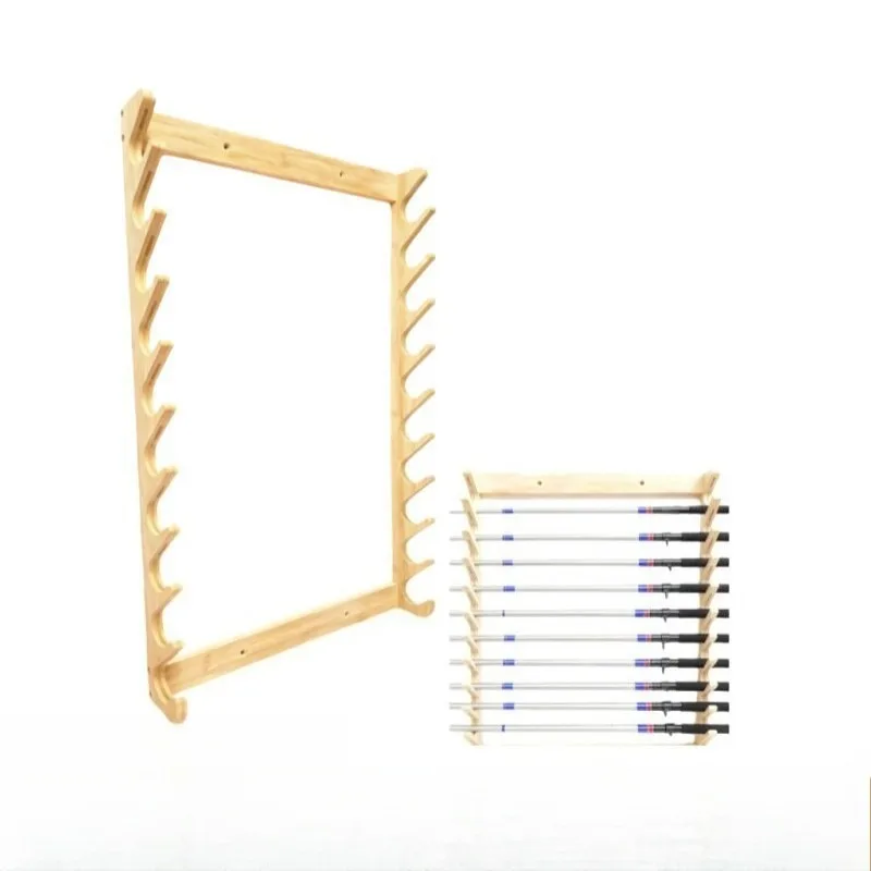 

New 10-tier Wall-mounted Fishing Rod Rack, Nan Bamboo Storage Display Rack, Fishing Gear Home Fixed Storage Stand