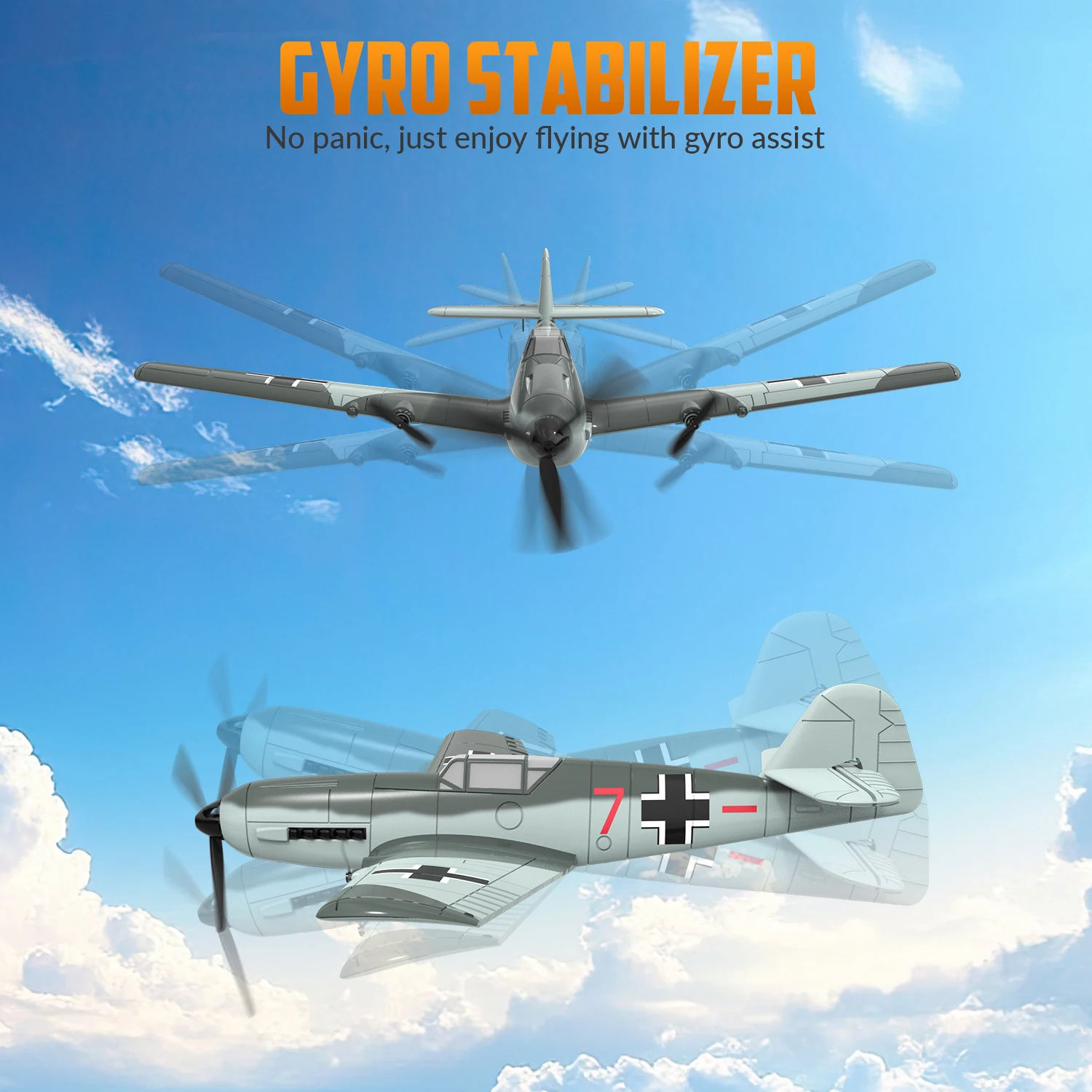 VOLANTEXRC FW190 RC Plane 2.4G 3CH Smart Balance EPP Gliders Fighter 400MM Fixed Wingspan With 6-Axis Gyro Stabilizer RTF Glider