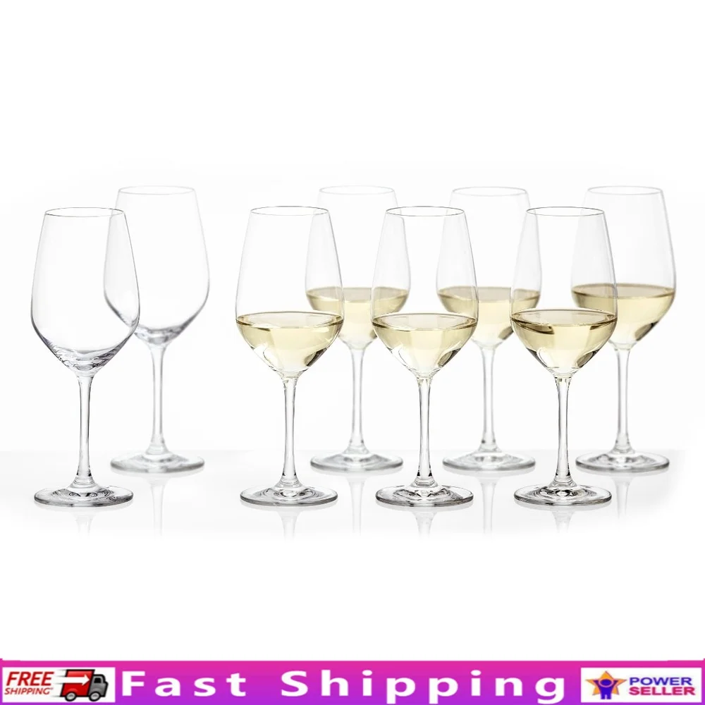 

Durable Tritan Crystal White Wine Glass Set of 8 Dishwasher Safe Entertaining Home Use Elegant Drinkware Perfect Gift