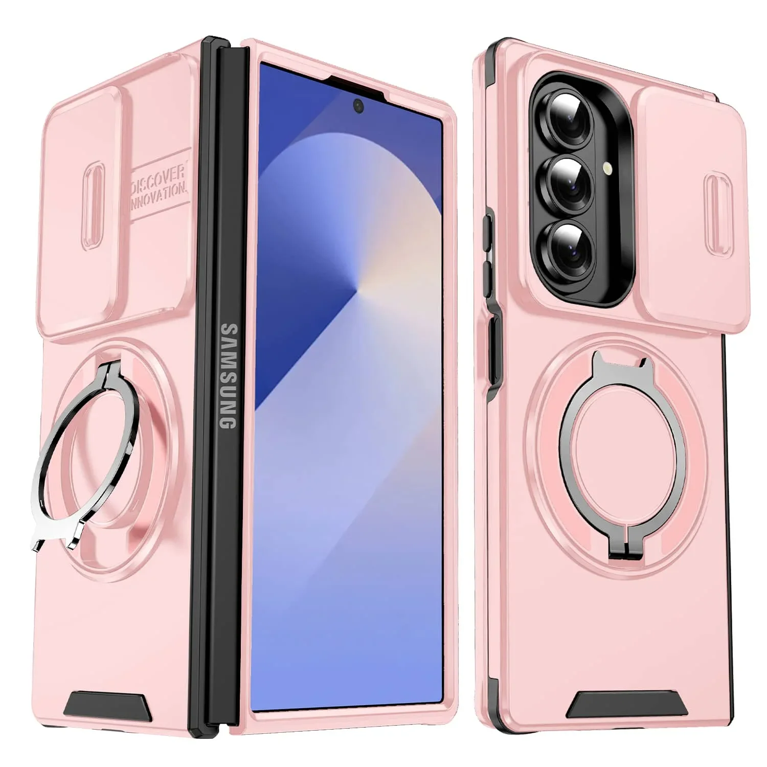 Heavy Duty Case for Samsung Galaxy Z Fold 8 Ultra 7 6 Armor Shockproof Slide Camera Protection Ring Holder & Magnetic Car Mount
