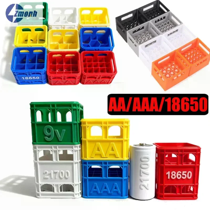 Caja de Almacenamiento de Baterías Impresa en 3D, Caja de Cerveza DIY No. 5 Aa No. Cesta de Almacenamiento Apilable para 7 Baterías Aaa 18650, Estuche Exhibidor de Baterías