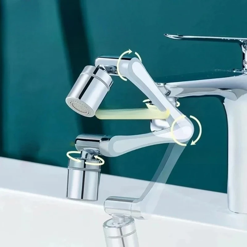 360 Rotatable Anti Splash Faucet Extender ABS Plastic Mechanical Arm Swivel Aerator for Bathroom Sink Wash Face Gargling view 3