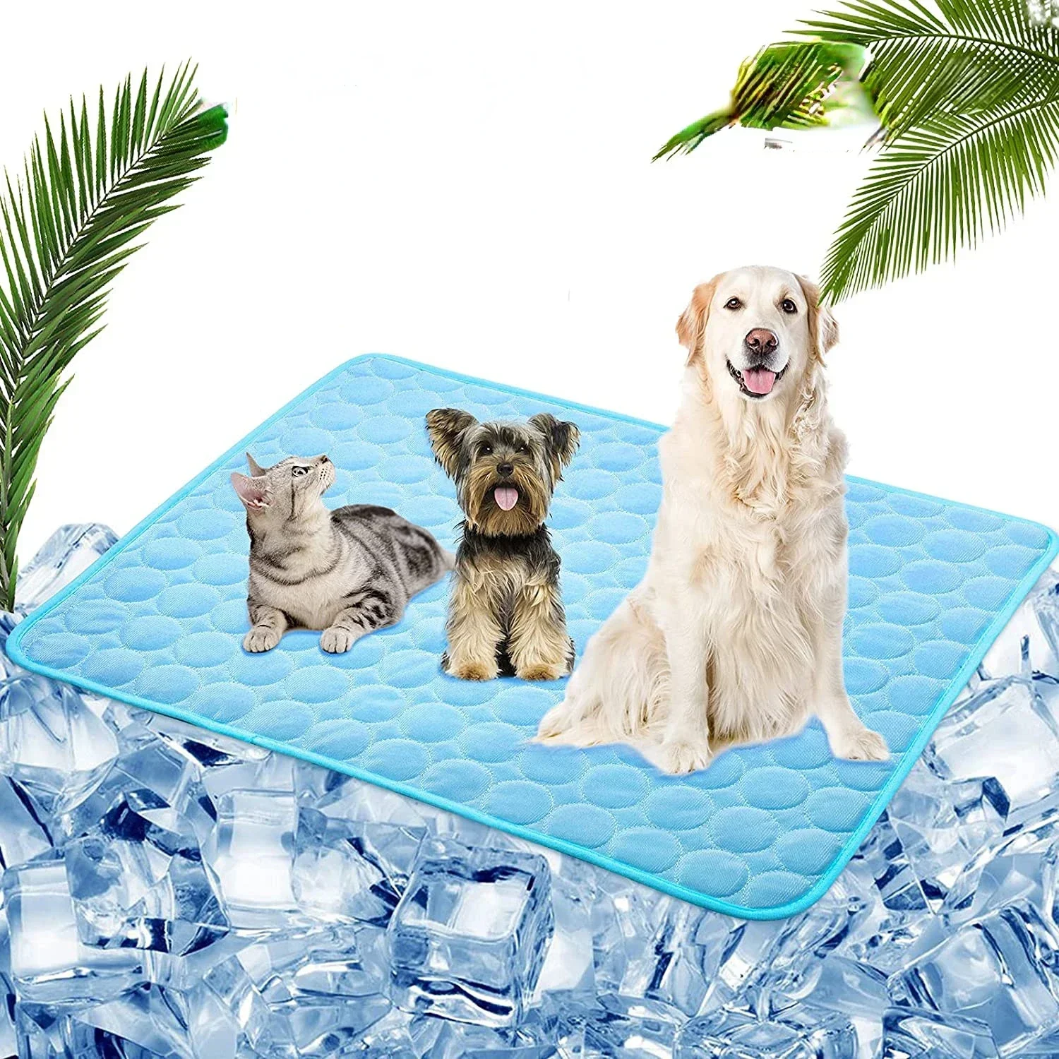 Dog Cooling Mat Ice Silk Pet Self Cooling Pad Blanket Summer Washable Pad Cat Blanket Breathable Bed