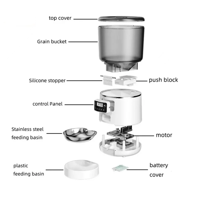 Alimentatore automatico per animali domestici da 4 litri distributore di cibo di grande capacità con Timer registrazione vocale ciotola in acciaio