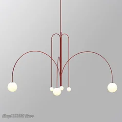 Italian Designer Ceiling Chandeliers for Home Living Room Kitchen Dining Room Hanging Lamp Red Pendant Light Glass Ball Modern