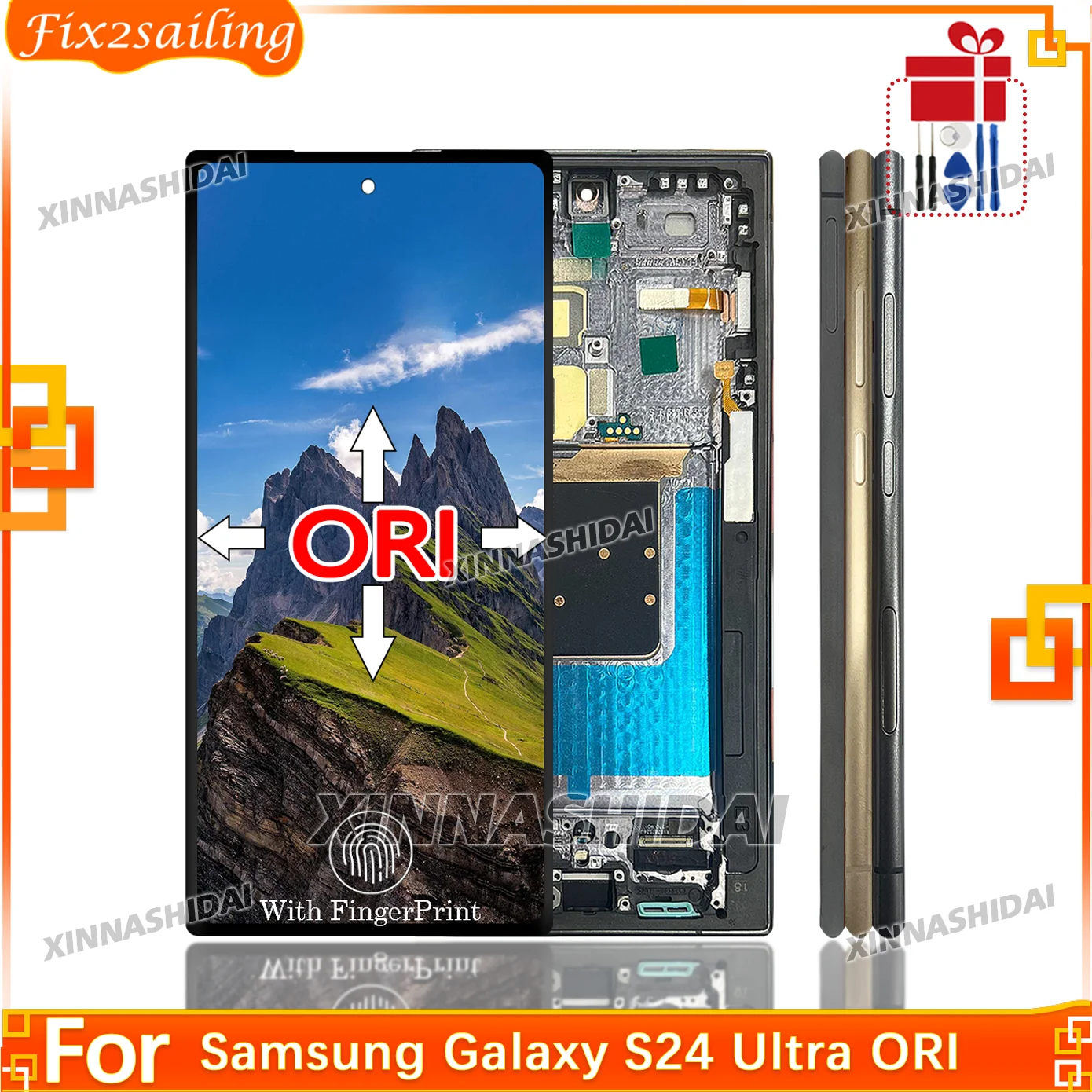 High Quality AMOLED For Samsung Galaxy S24 Ultra LCD Display Touch Screen Digitizer for S24 Ultra S928B/S928N +Frame Replacement