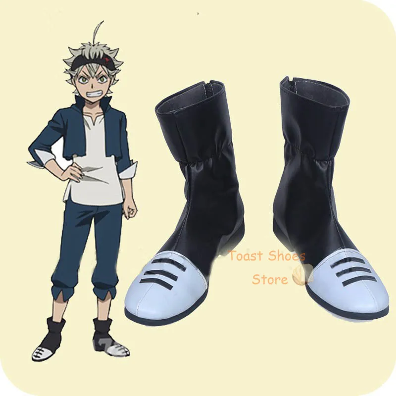 Zapatos de Cosplay de Asta de trébol negro, zapatos de Anime de cómic para fiesta de carnaval, disfraz de utilería, botas geniales