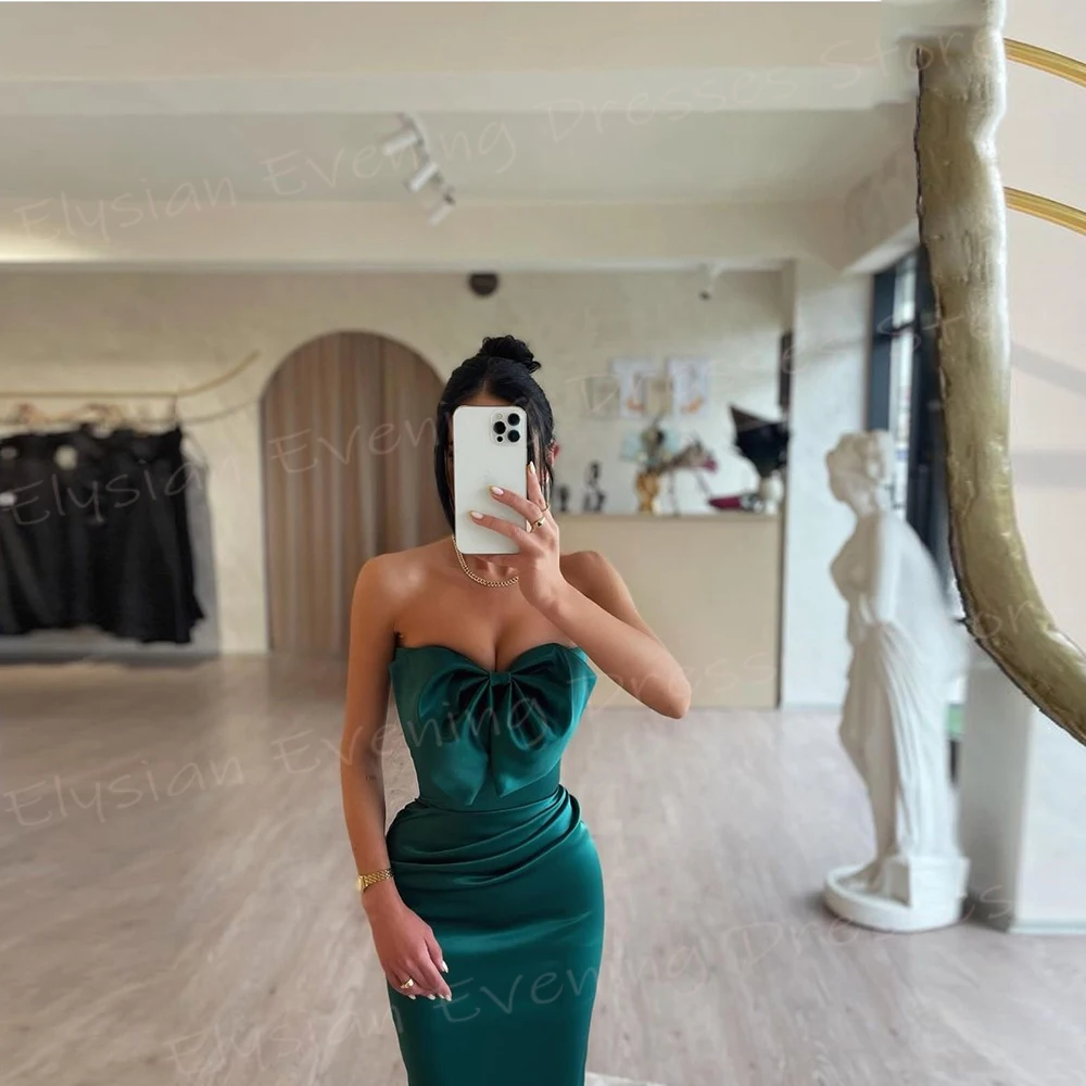 Simple Classic Green Women's Mermaid Generous Evening Dresses Sexy Strapless Sleeveless Prom Gowns Formal Party Vestido De Noche