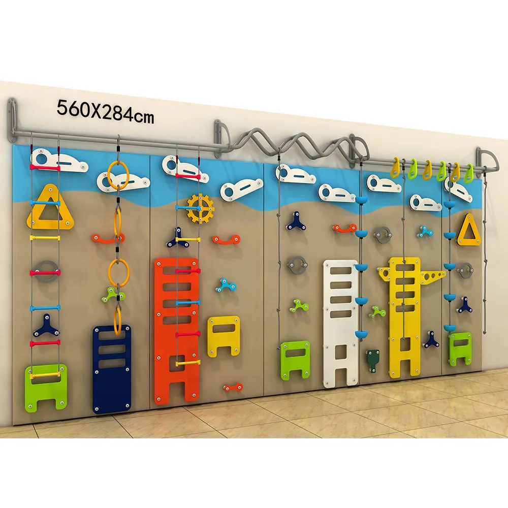 Custom White Colored Kids Playroom for Gym Foam Block Ball Pit Money bar Rope Indoor Climbing Wall Rock Child Rock Climbing Wall