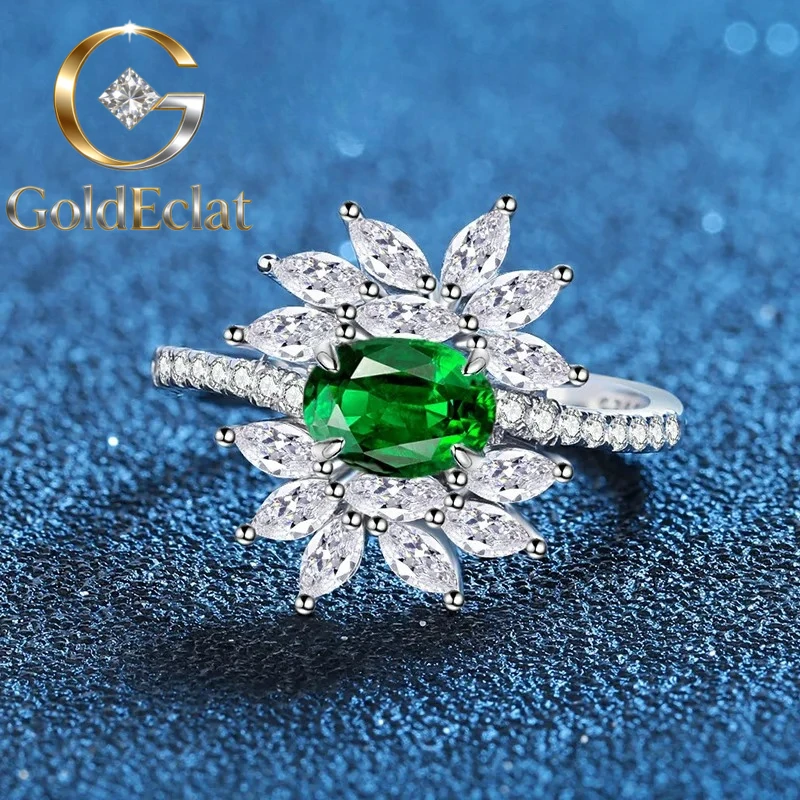 

GoldEclat Luxury Solid Platinum PT950 Pigeon Egg Green Diamond Red Diamond Yellow Diamond Women's Moissanite Diamond Ring