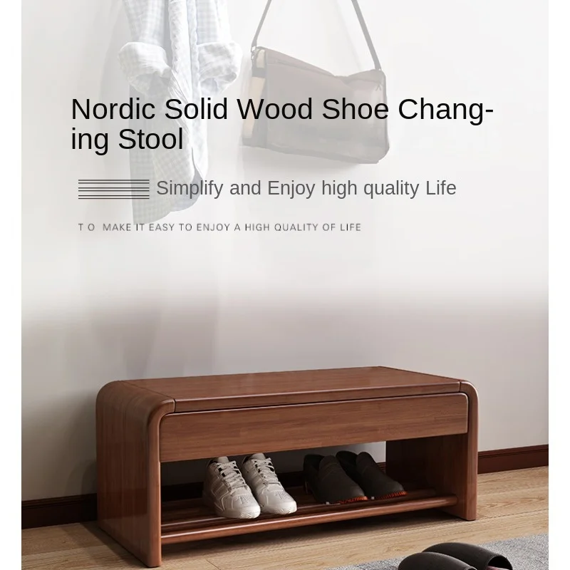 Cabinet- Perfect for Entryway Organization High-Quality Solid Wood Shoe Rack Bench with Storage