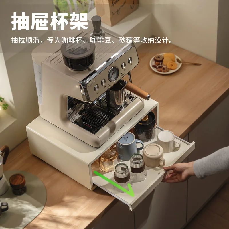 Kitchen Household Coffee Maker Microwave Oven Shelf Dining Table Countertop Pull-out Dust Cup Storage