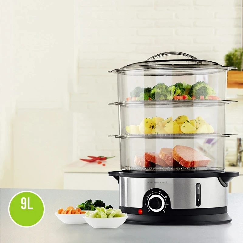 ES-07 Home Electric Food Steamer Multifunctional Steamer Pot Automatic Power-Of 3-Layer Large Capacity Seafood Steamer Cooker