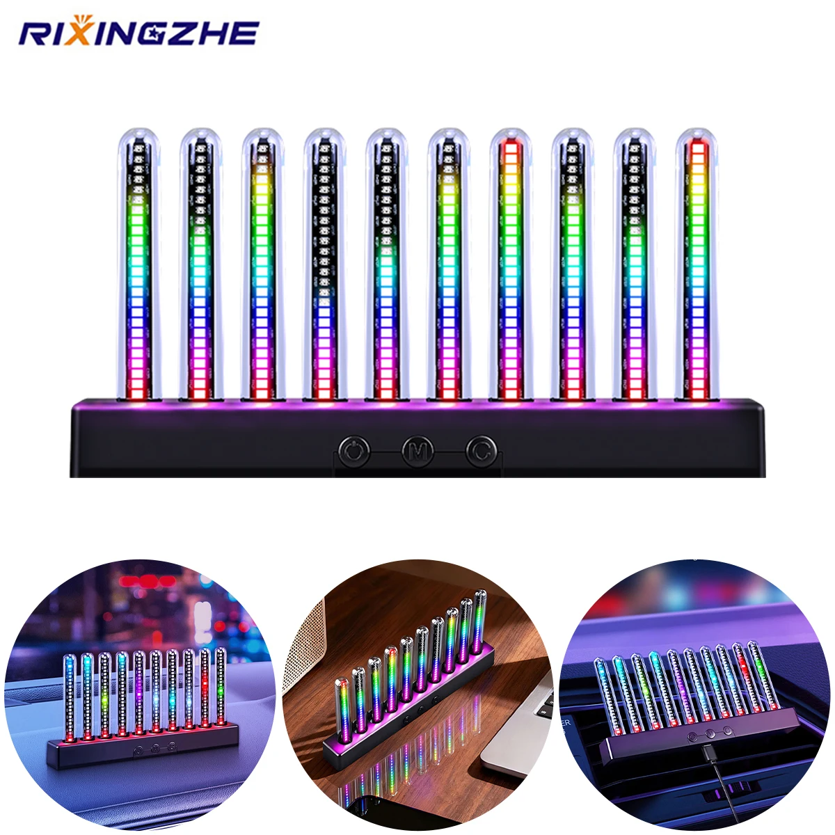 

Car RGB Music Sync LED Strip Sound Pickup Rhythm Ambient Light USB Powered Auto Interior Dashboard Decorative Lamp