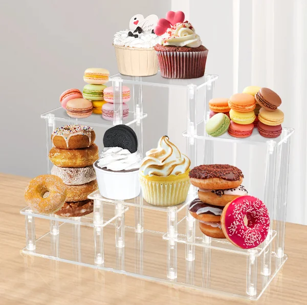 6-Tier Acrylic Display Riser Cake Food Riser And Buffet Tabletop Organizer With Collectibles Display Stand