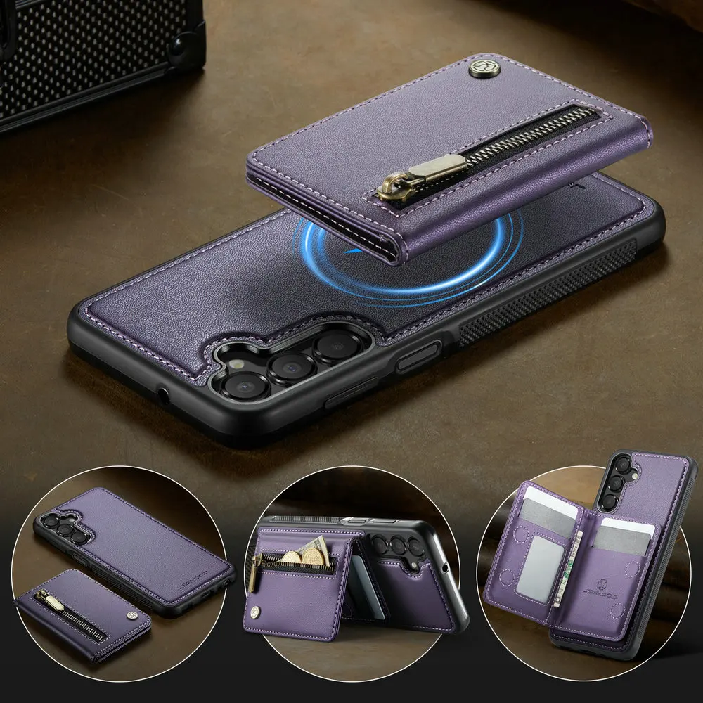 

2In1 Zipper Leather Wallet Case For Samsung Galaxy A55 A35 A25 A15 A54 A34 A24 A14 A53 A33 A23 A13 A04S A 52 50 S A51 A30S Funda